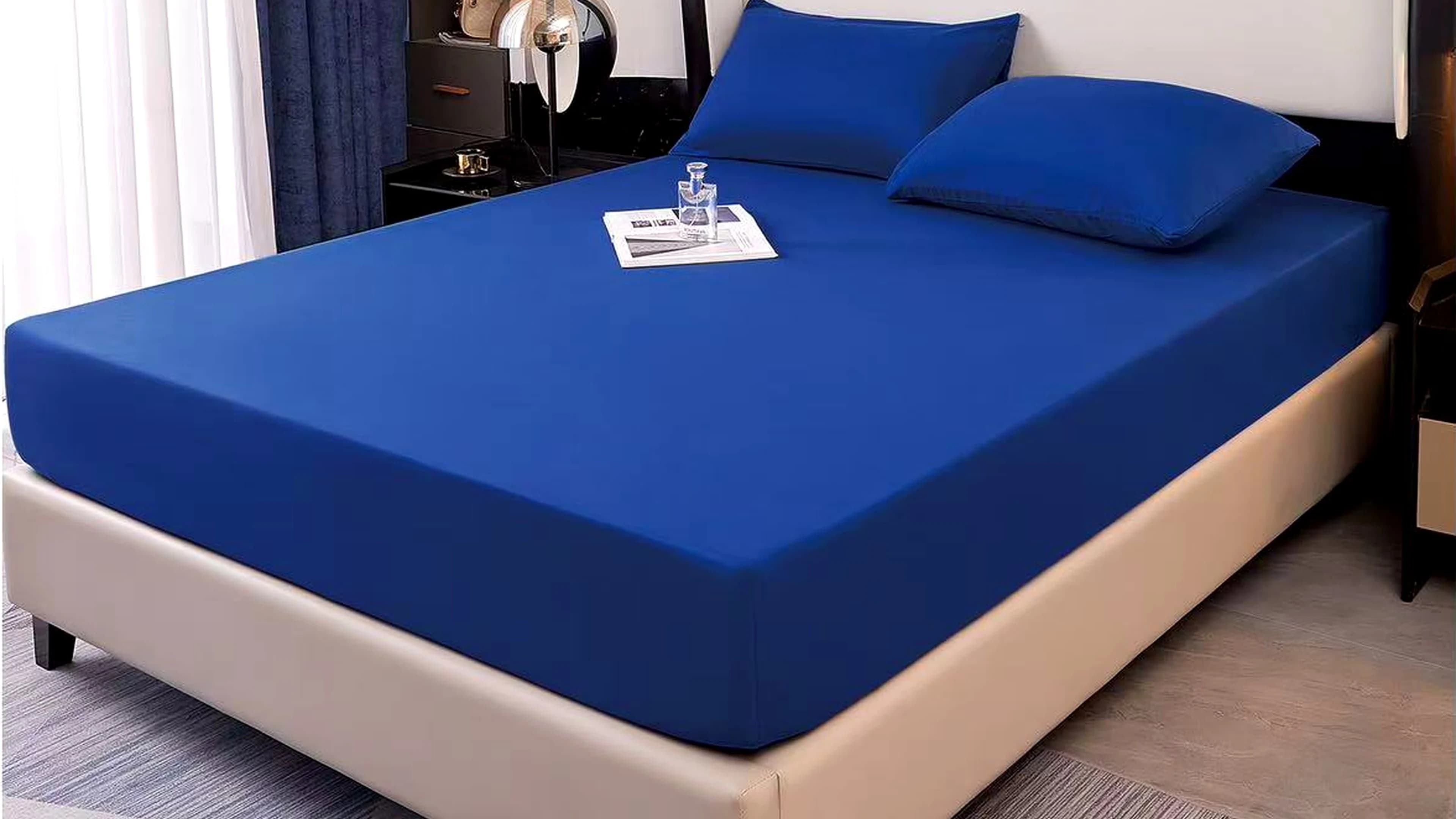 Blue fitted sheet ready-stock presentation