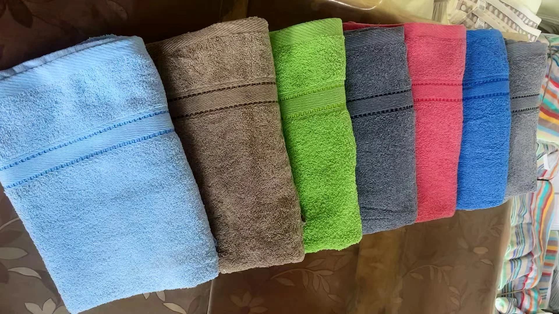 Textile products displayed in multiple ready-stock colors