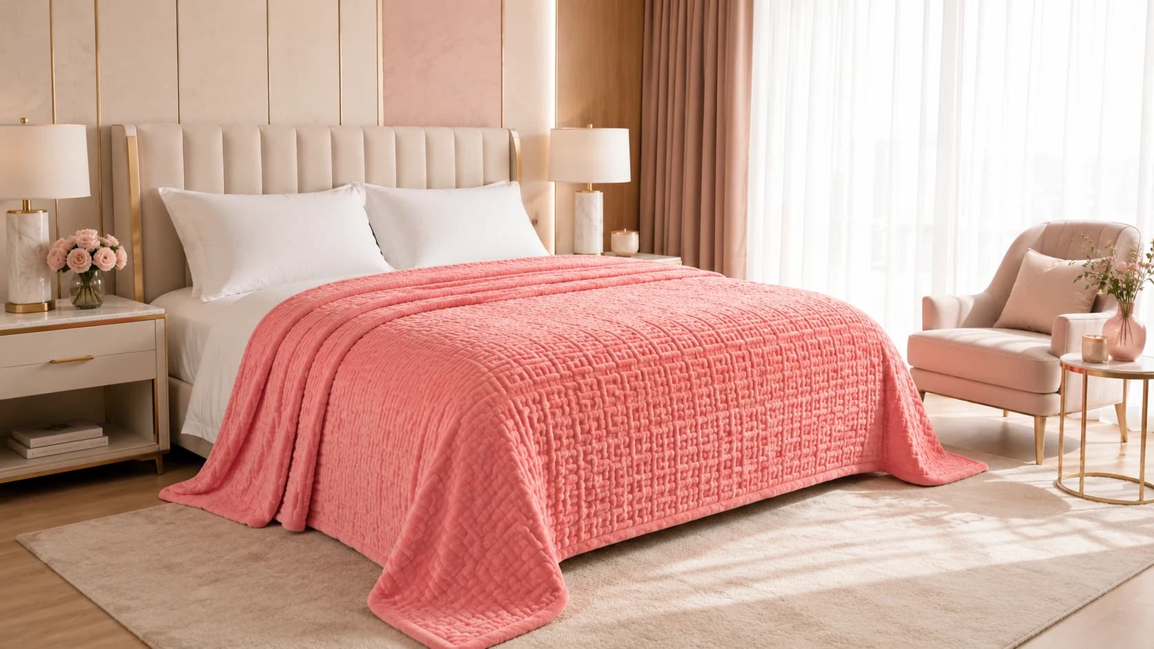 Coral Pink premium coral fleece collection wholesale product