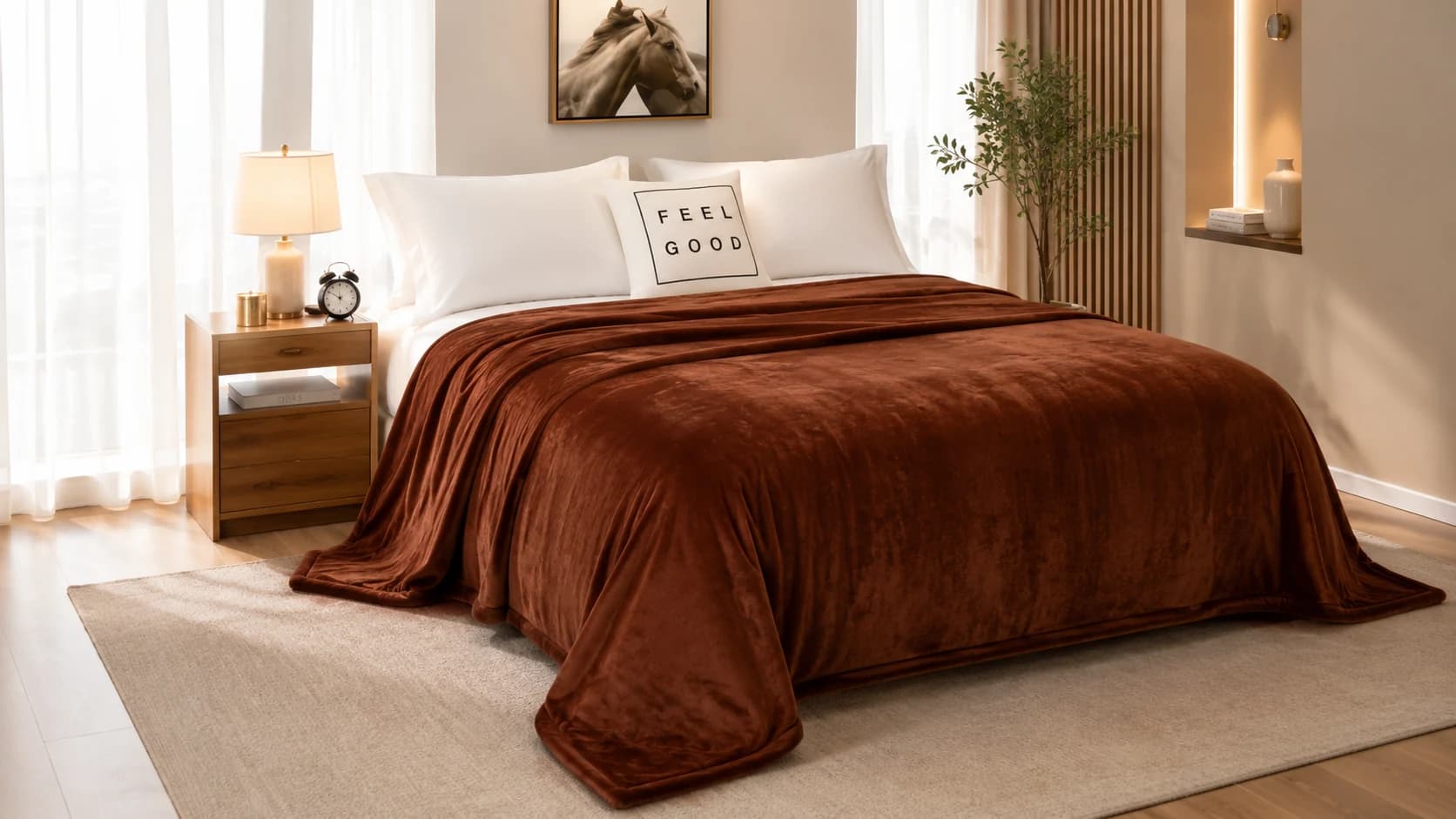Brown premium flannel blanket collection wholesale product