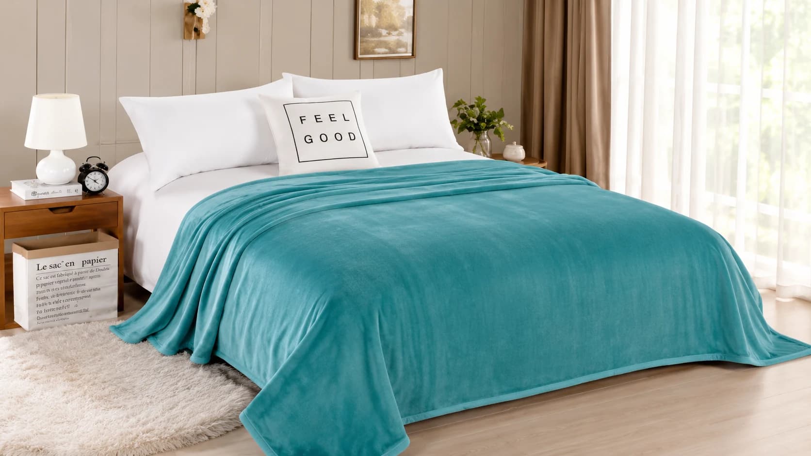 Teal premium flannel blanket collection wholesale product