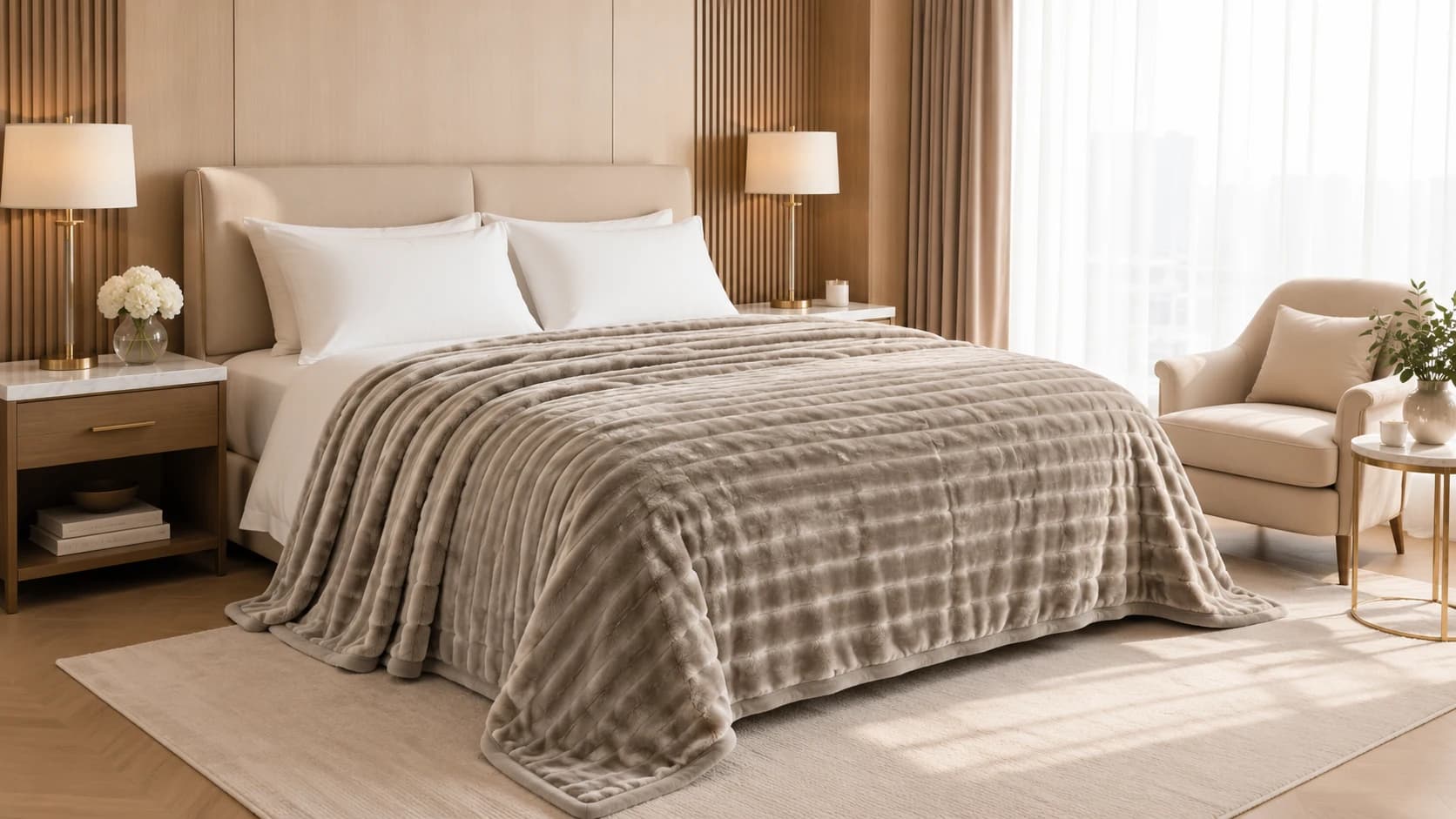 Taupe premium stripe flannel collection wholesale product