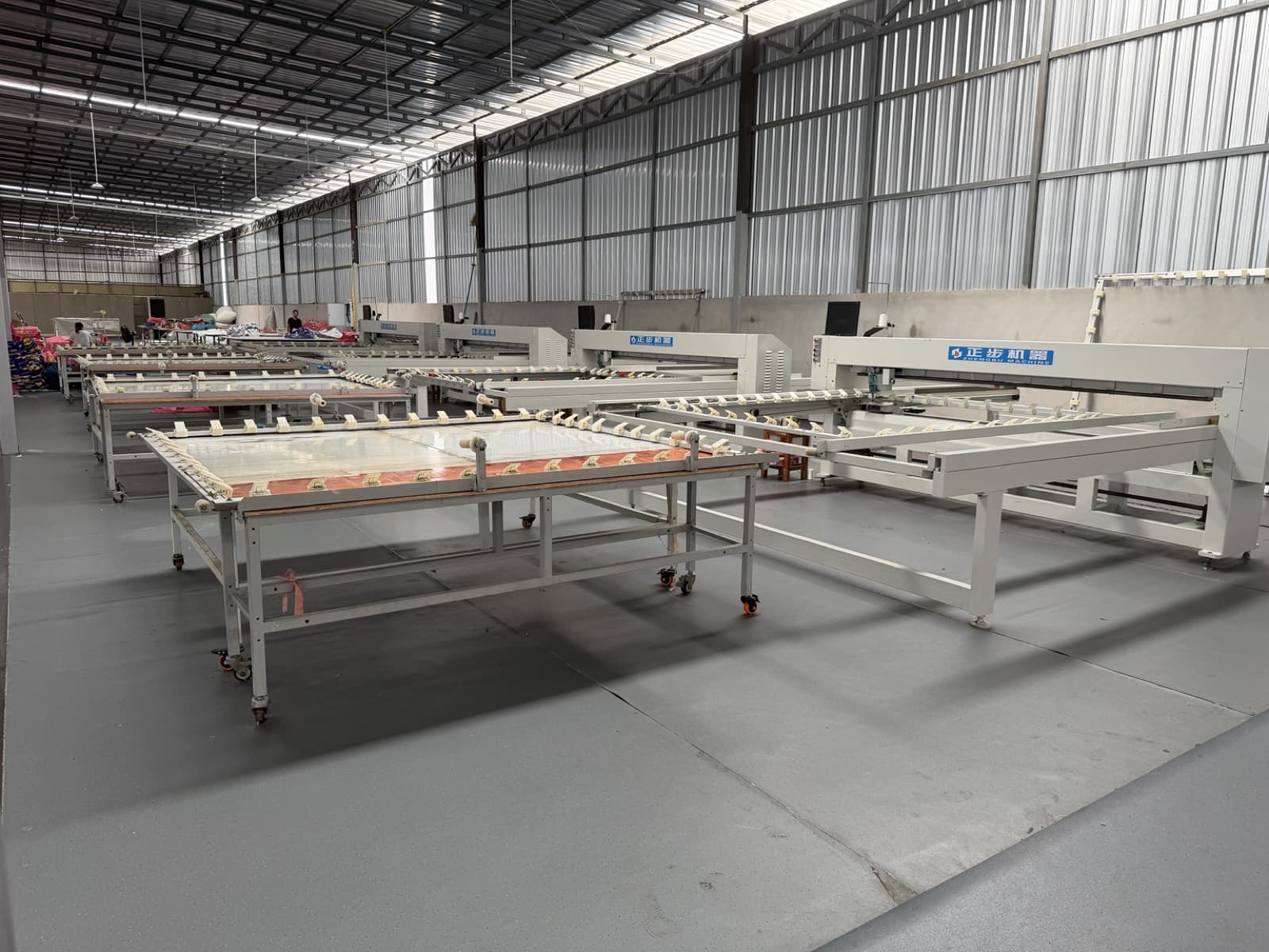 Quilting equipment operating inside the MENDALE factory