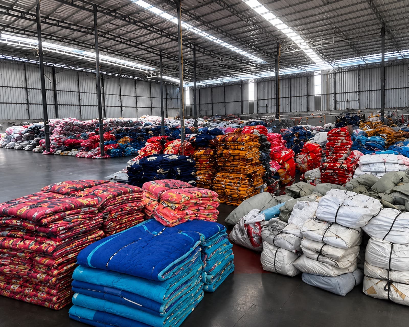 Warehouse full of mixed bale bedding stock